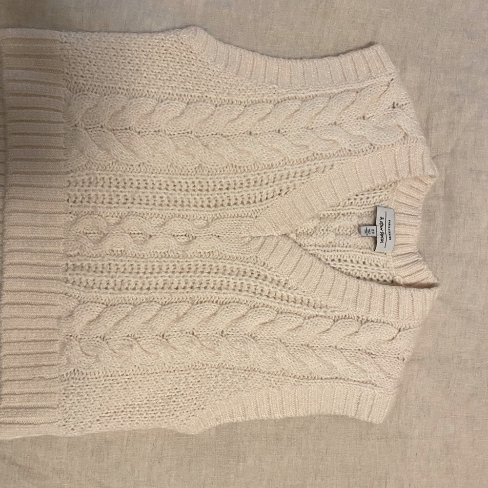 & other stories white cable knit sweater vest